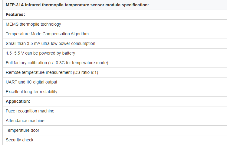 Memsfrontier MTP-31A 적외선 IR thermopile 온도 센서 감지기 센서 모듈