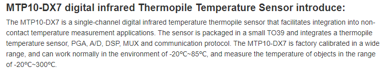 MTP10-DX7 적외선 IR 체온 비접촉식 디지털 감지 온도 Thermopile 센서