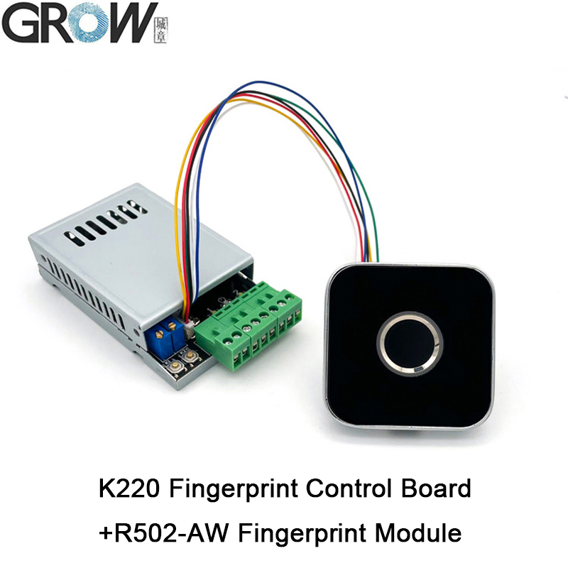 성장 K220 두 릴레이 DC10-24V 관리자/사용자 지문 제어 보드 0.5s-60s-일반적으로 오픈 액세스 제어 시스템