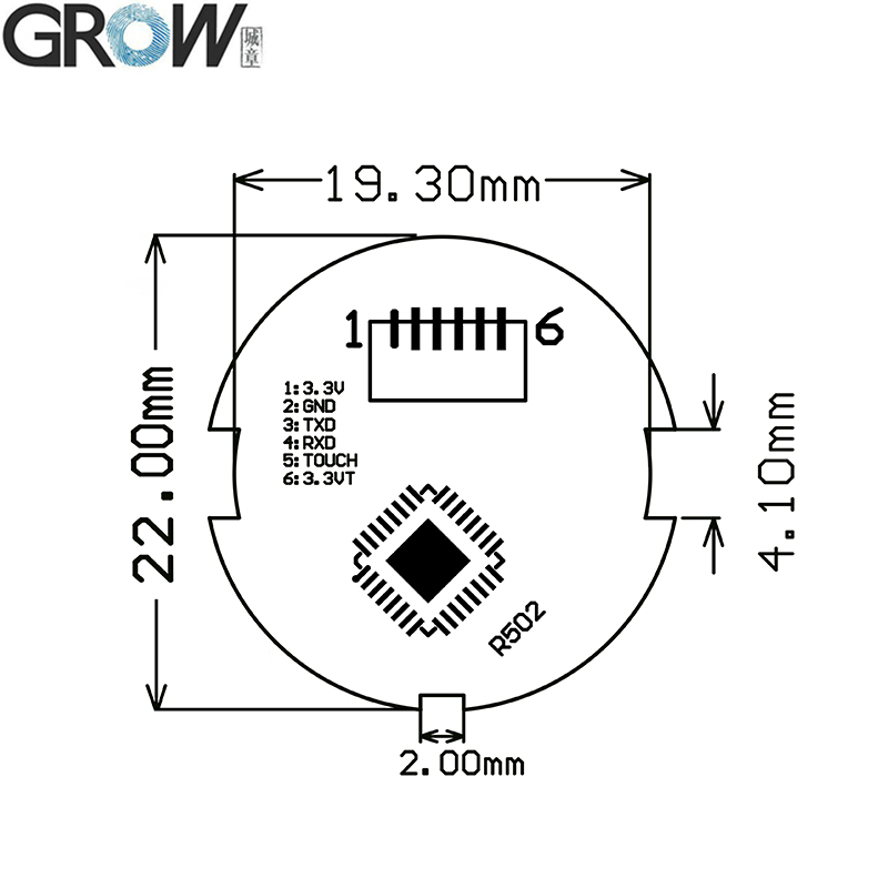 성장 KS200 + R502-A 4 * AA 배터리 또는 DC3.7V--6.5V 모터 출력 원형 링 표시기 빛 지문 액세스 제어 보드