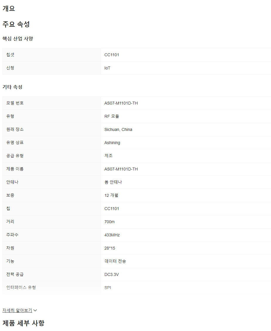 트랜시버 무선 433m Cc1101 Rf 모듈