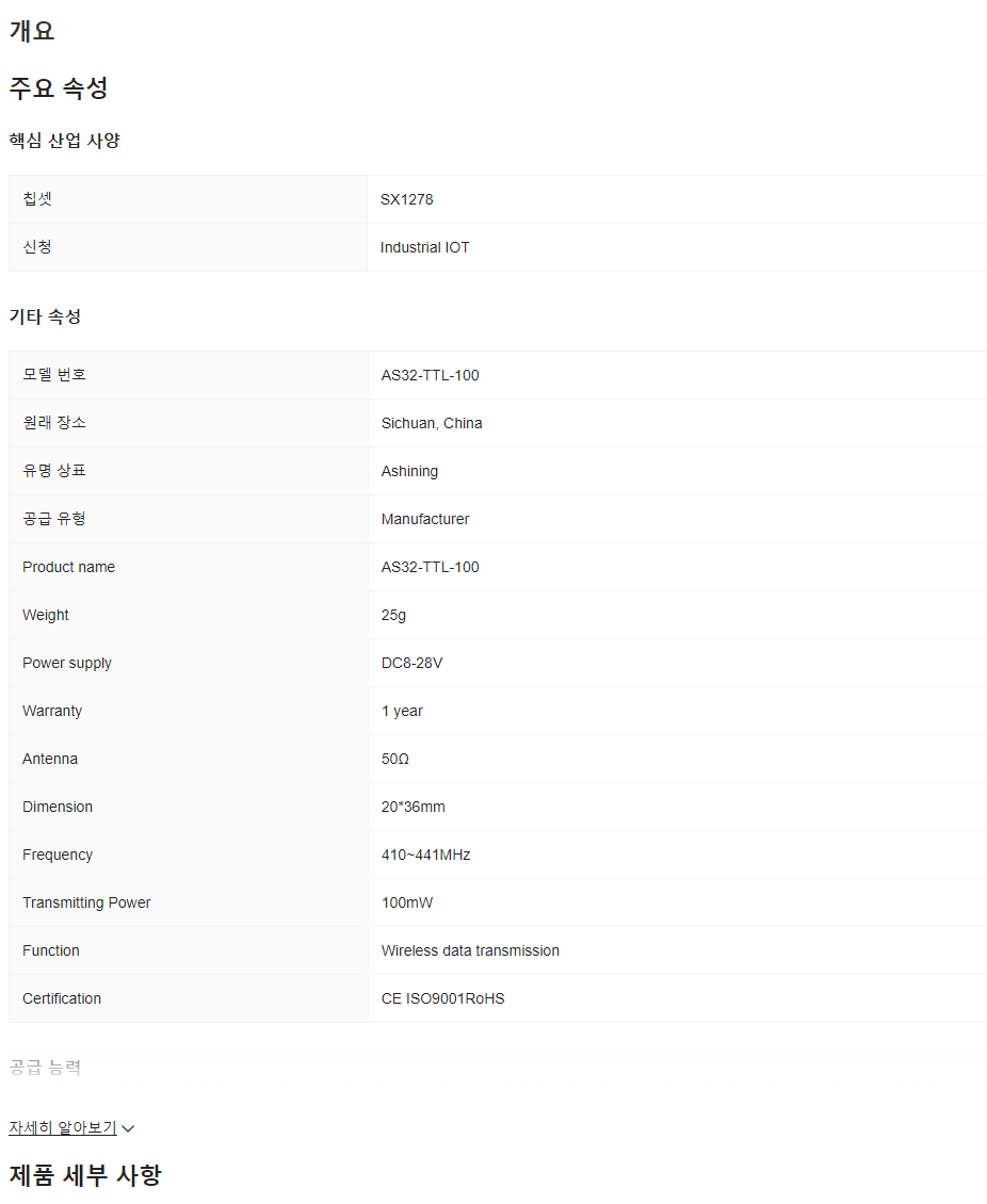 저전력 IOT 수량계 장거리 433mhz rf 송신기 및 수신기 모듈