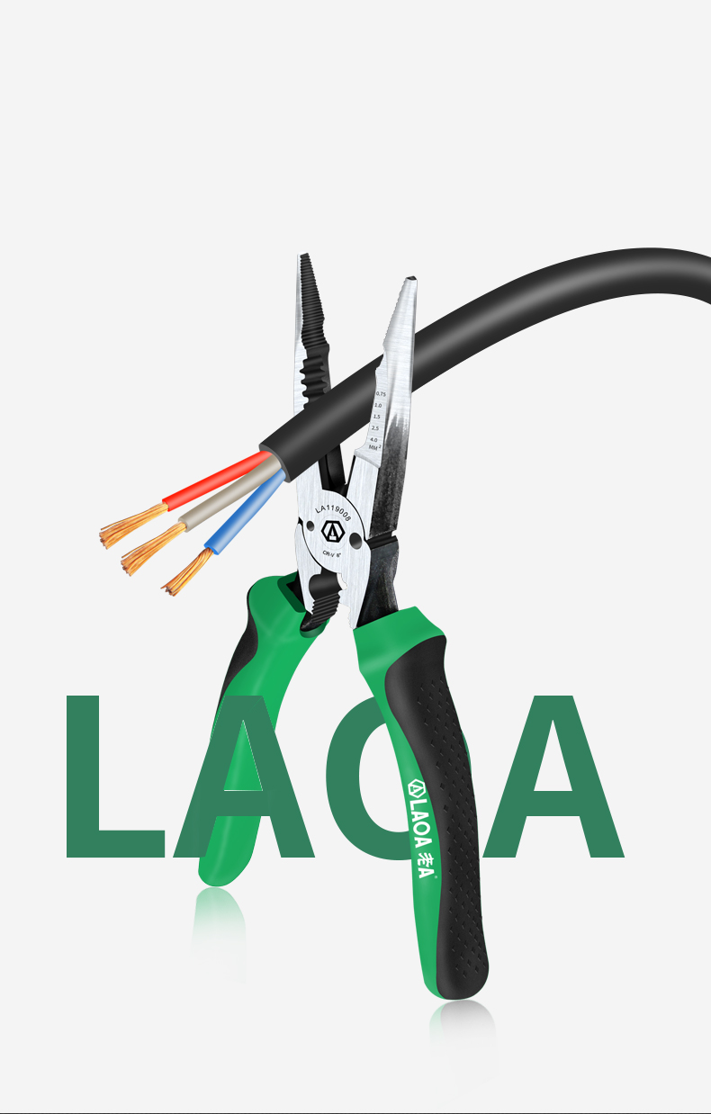 LAOA 6 1 바늘 코 펜치 멀티 펜치 와이어 스트리퍼 0.7-4.0mm 범위 8 인치 Cr-V 압착 도구 와이어 커터