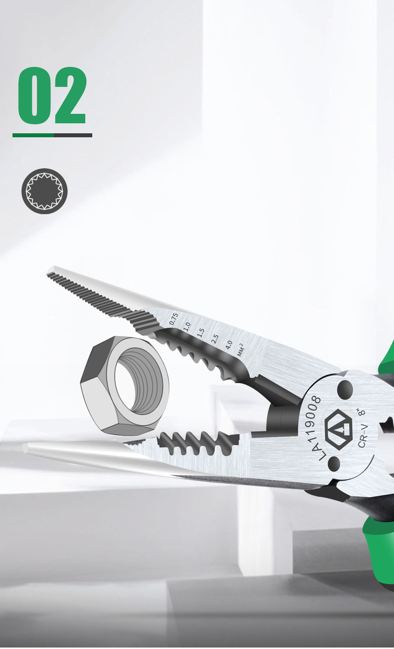 LAOA 6 1 바늘 코 펜치 멀티 펜치 와이어 스트리퍼 0.7-4.0mm 범위 8 인치 Cr-V 압착 도구 와이어 커터