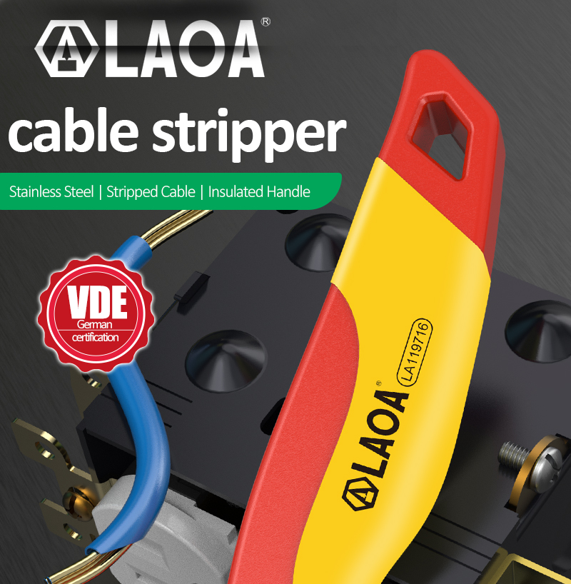 LAOA 절연 견딜 전압 전기 칼 VDE 1000V 케이블 스트리핑 칼 직선 곡선 후크 고정 블레이드 와이어 스트립