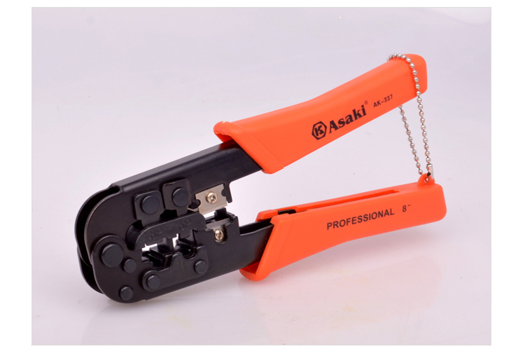 ASAKI AK-0337 8 "손 모듈 플러그 압착 도구 케이블 수동 플라이어 전화 네트워크 케이블 와이어 커터 고 탄소 강철