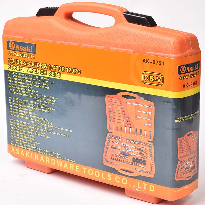 Asaki 120pcs 소켓 렌치 스패너 세트 손 도구 세트