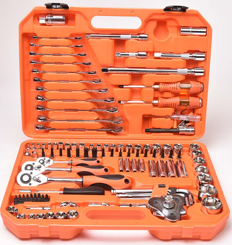 Asaki 121PCS 전문 1/4 "+ 3/8" + 1/2 "소켓 렌치 세트 도구 손 도구 플라스틱 상자