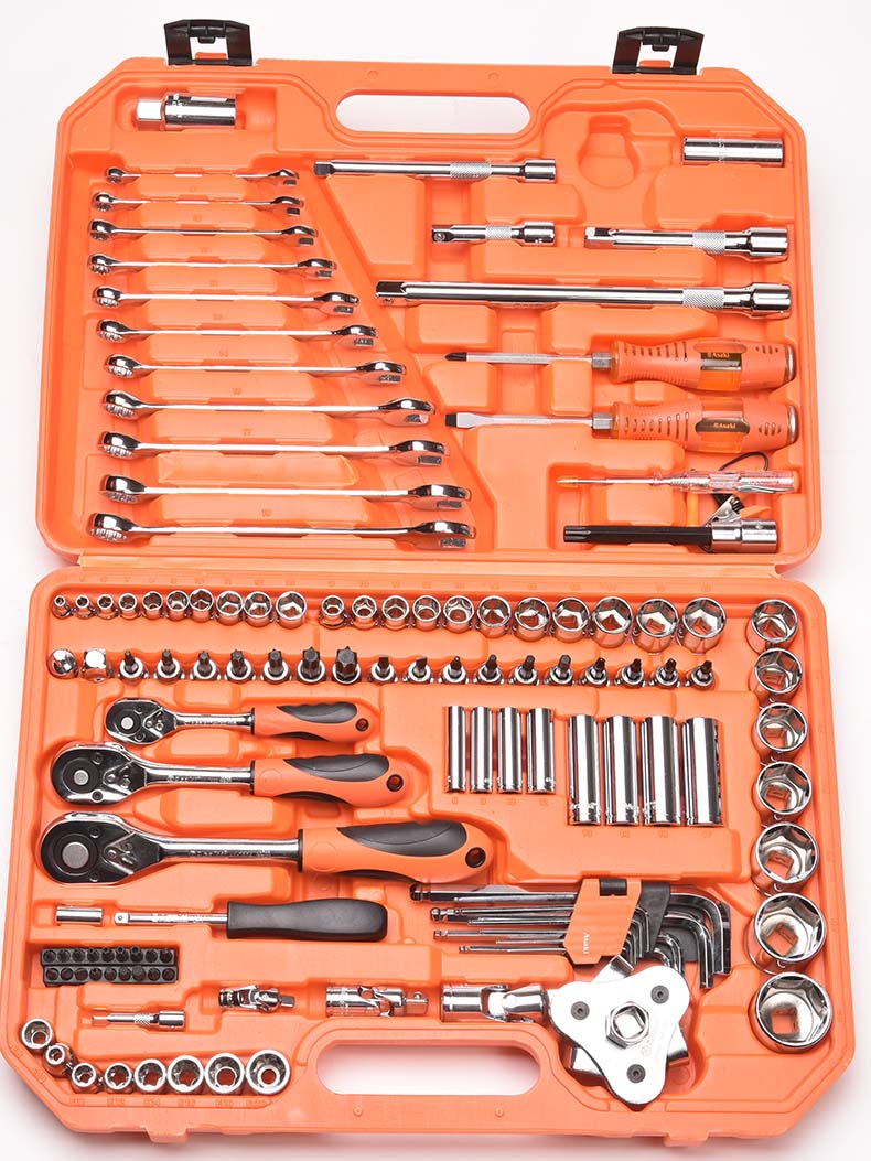 Asaki 121PCS 전문 1/4 "+ 3/8" + 1/2 "소켓 렌치 세트 도구 손 도구 플라스틱 상자