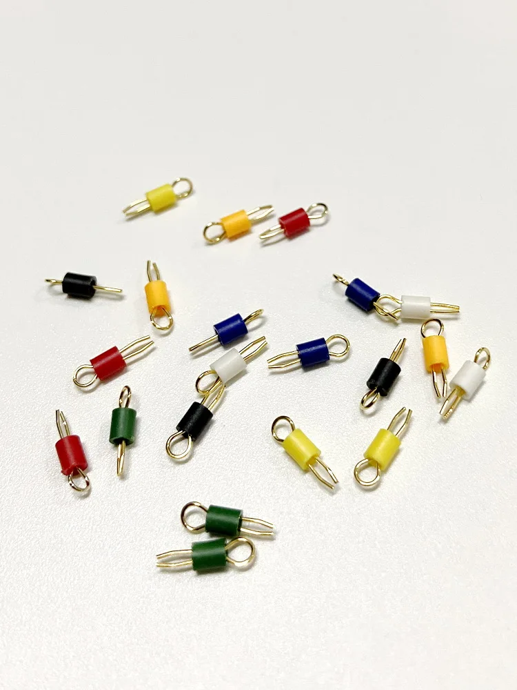 PCB 테스트 포인트 핀 인 구리 금 도금 세라믹 플라스틱 절연 비즈, 전기 기기용 측정 후크 링 Yellow 100PCS [ZBK002-005]