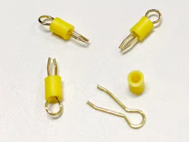 PCB 테스트 포인트 핀 인 구리 금 도금 세라믹 플라스틱 절연 비즈, 전기 기기용 측정 후크 링 Yellow 100PCS [ZBK002-005]