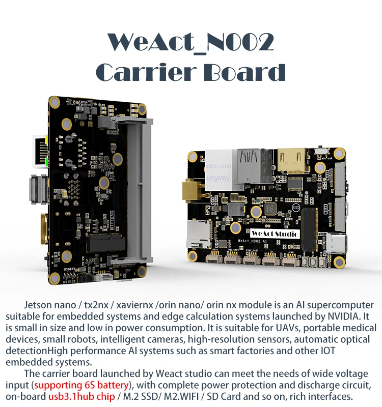 NVIDIA Jetson Nano TX2 Xavier NX Orin 캐리어 보드 마더보드 로봇 UAV [WeAct Studio-056]
