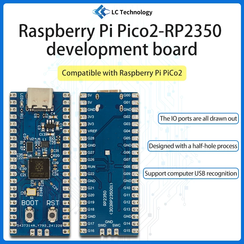 Raspberry Pi RP2350 마이크로컨트롤러 Raspberry Pi Pico 2 개발 보드 [LCTECH-07]