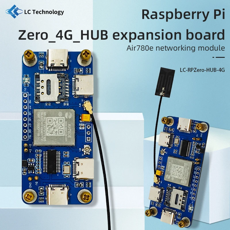Raspberry Pi 제로 전용 4G HUB 허브 확장판 Air780e 커넥티드 모듈 4G CAT1 LTE 이더넷 [LCTECH-18]