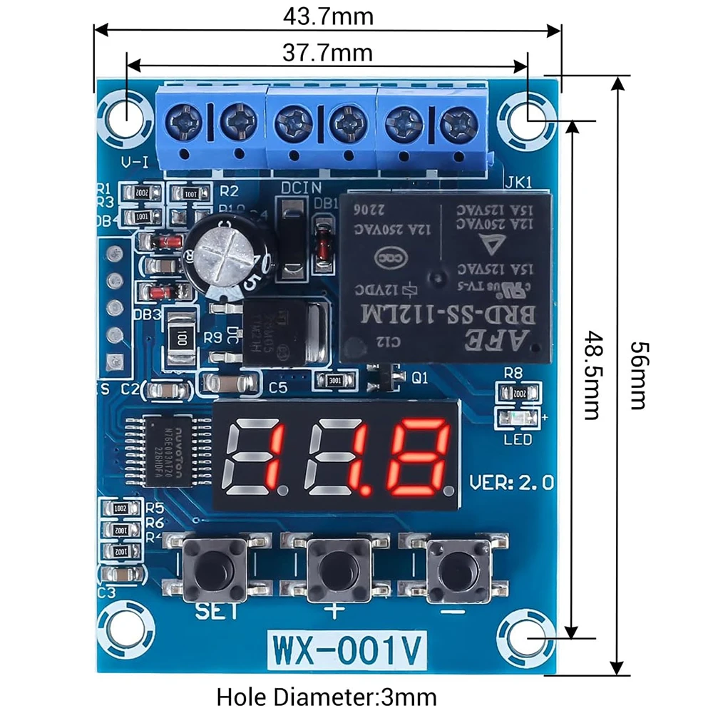배터리 전압 모니터 모듈 DC 12V 저전압 차단 충전 방전 보호 보드 0-99V 납산 리튬 배터리용 [ZTA179-121]