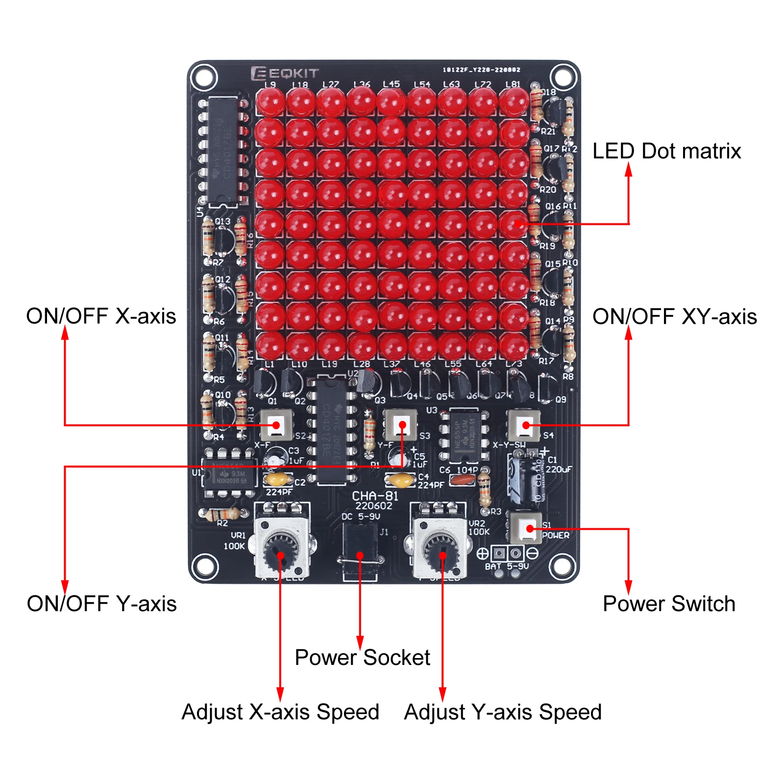 DIY LED 전자 키트 CHA-81 DC4.5-9V LED 추적등 게임 납땜 프로젝트 연습 추적 스팟 USB 배터리 전원 공급 장치 [DIY-337]