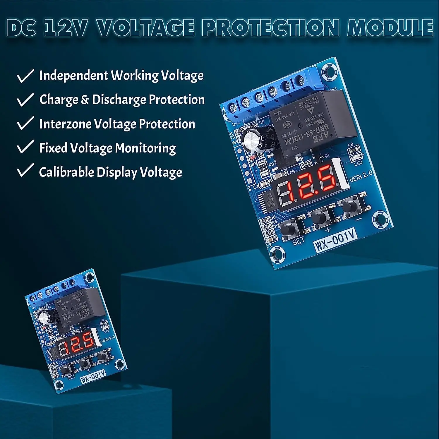 배터리 전압 모니터 모듈 DC 12V 저전압 차단 충전 방전 보호 보드 0-99V 납산 리튬 배터리용 [ZTA179-121]