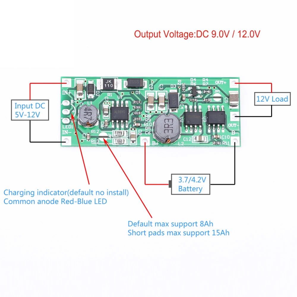 3.7V 리튬 배터리용 DC UPS 무정전 전원 모듈 (충전 방전 부스트 기능 정전시 12V 출력) [ZTA179-145]