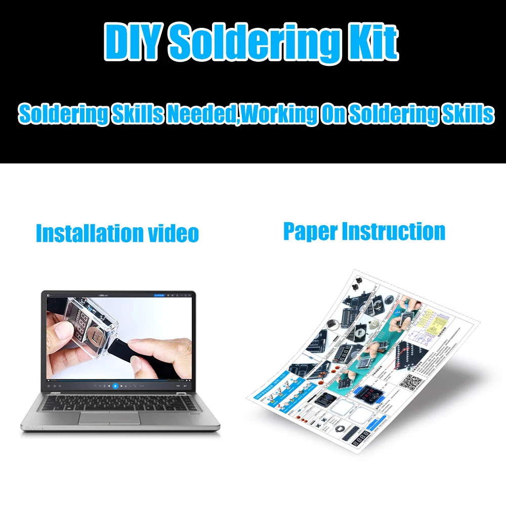 LED 워치 DIY 키트 (투명 디자인 납땜 조립용 마이크로컨트롤러+디지털 튜브 시계 부품) [DIY-341]