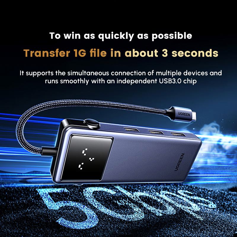 UGREEN Uno 7 in 1 USB-C 허브 다기능 어댑터 로봇 시리즈 (10Gbps USB-C 및 USB-A 데이터 포트 포함) [ZCD095-008]
