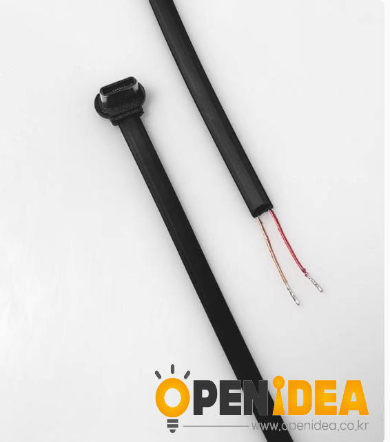 USB-C 90도 L형 변환 케이블 (파워뱅크용 실리콘 연성 케이블 PD 고속충전 지원 2심 평면선 길이 155mm - 피복 제거 20mm) [ZCJ005-015]