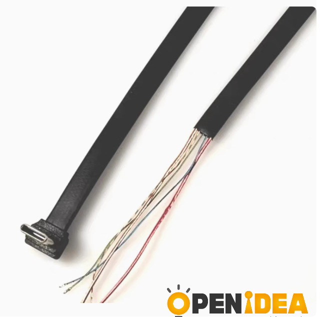 USB-C 90도 L형 변환 케이블 (파워뱅크용 실리콘 연성 케이블 PD 고속충전 지원 5심 평면선 길이 155mm - 피복 제거 75mm) [ZCJ005-017]