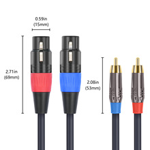 크로스오버 금도금 헤드 2RCA 컨버터블 2 XLR 마스터 컨트롤러 파워 증폭기 로터스 헤드 XLR 오디오 라인 2M [ZBL034-064]