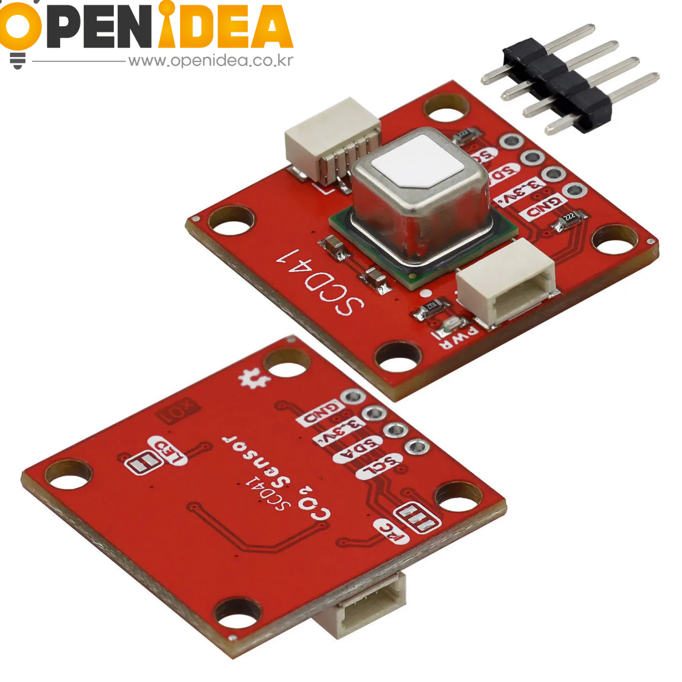 SCD40 SCD41 가스 센서 모듈 (CO₂ 이산화탄소+온습도 통합 측정 I2C 통신) - SCD41 가스 센서 모듈 (Red PCB) [ZTJ68-052]
