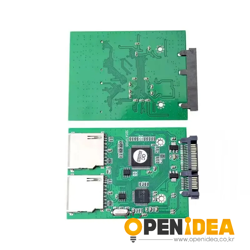 듀얼 SD 카드 to SATA 변환 카드 (고속 듀얼 칩셋 SD to SATA 하드디스크 컨버터 연두색) [ZTX101-384]