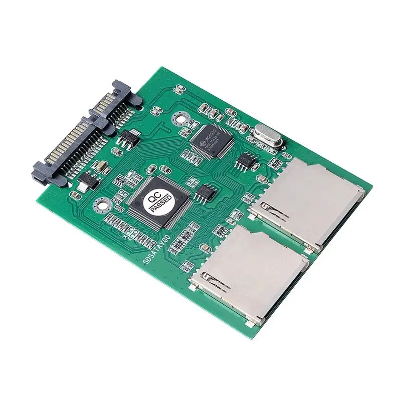 듀얼 SD 카드 to SATA 변환 카드 (고속 듀얼 칩셋 SD to SATA 하드디스크 컨버터 연두색) [ZTX101-384]