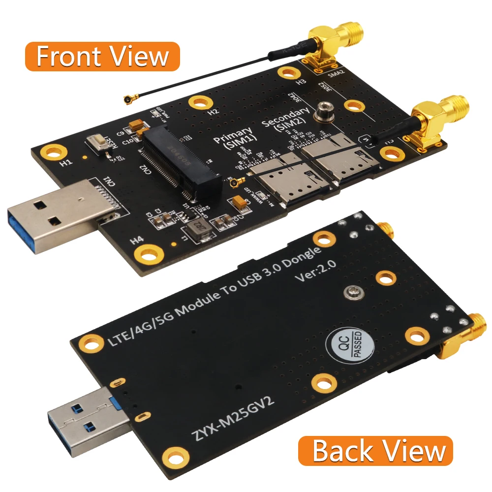 IoT M.2 to USB 3.0 4G 5G 통신 모듈 개발 테스트용 어댑터 보드 (듀얼 나노 SIM 슬롯 단일 어댑터 카드 액세서리 미포함) [ZTX101-340]