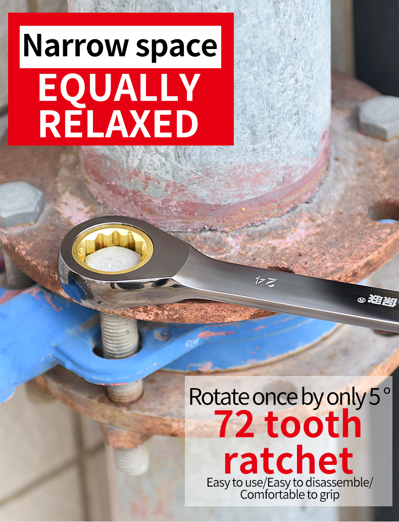 12Pcs 6-19mm Dual Purpose Ratchet Combination Wrench Set With Organizer Rack 72 Tooth Gear Double Use Car Repair Tool
