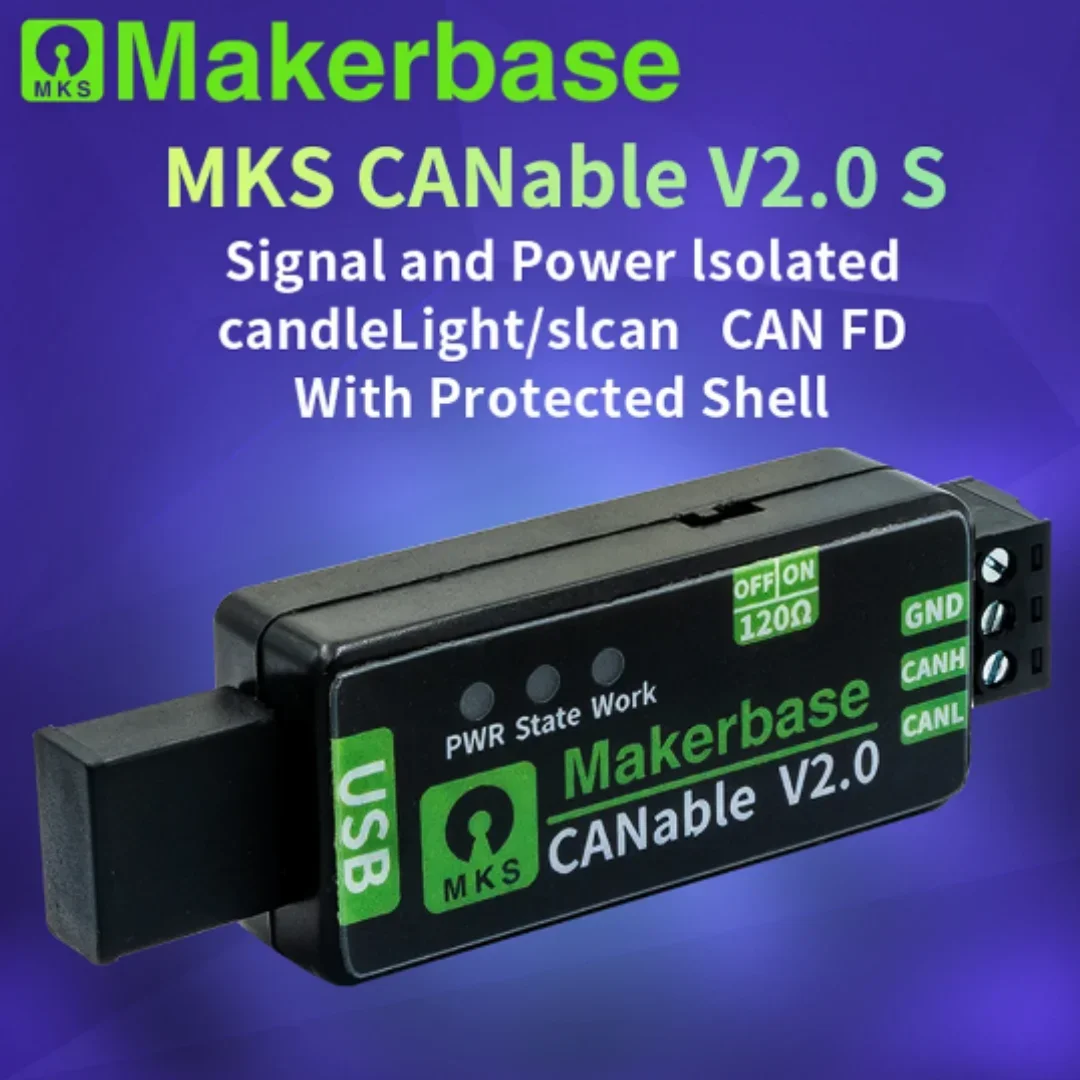 Makerbase CANable 2.0 S CAN 분석기 (보호 케이스 포함 USB-CAN 변환 어댑터) [Makerbase-09]