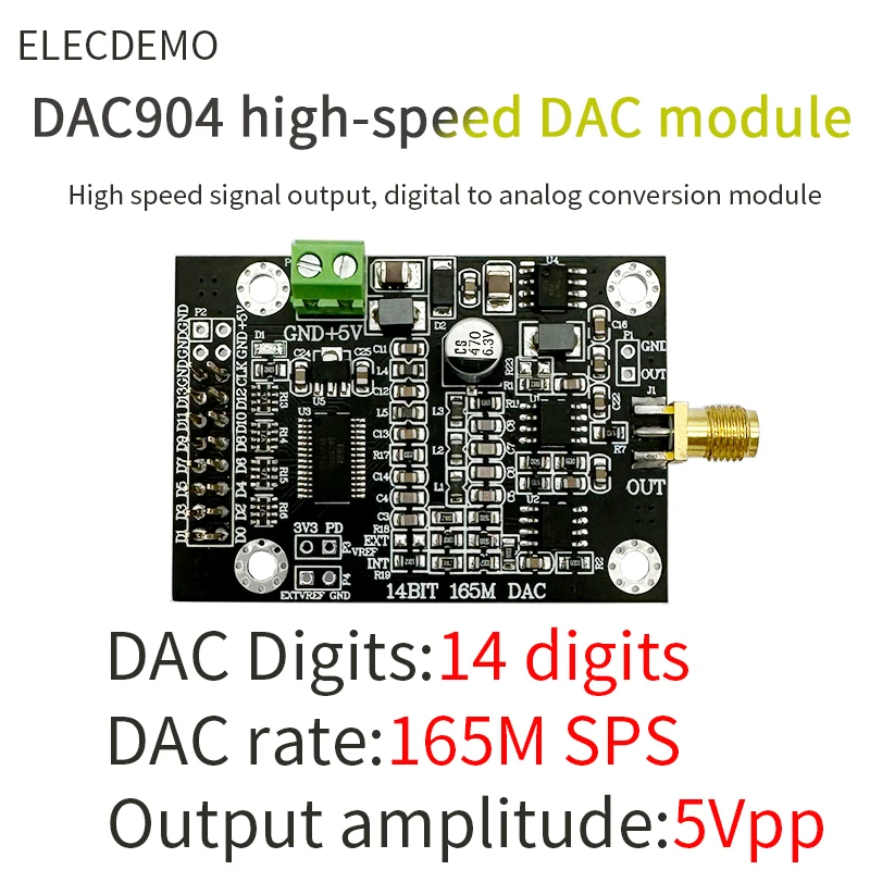 DAC904 고속 DAC 모듈 14비트 병렬 165M 샘플링 파형 발생기 FPGA 개발용 디지털-아날로그 변환기 [KANGWEI-137]