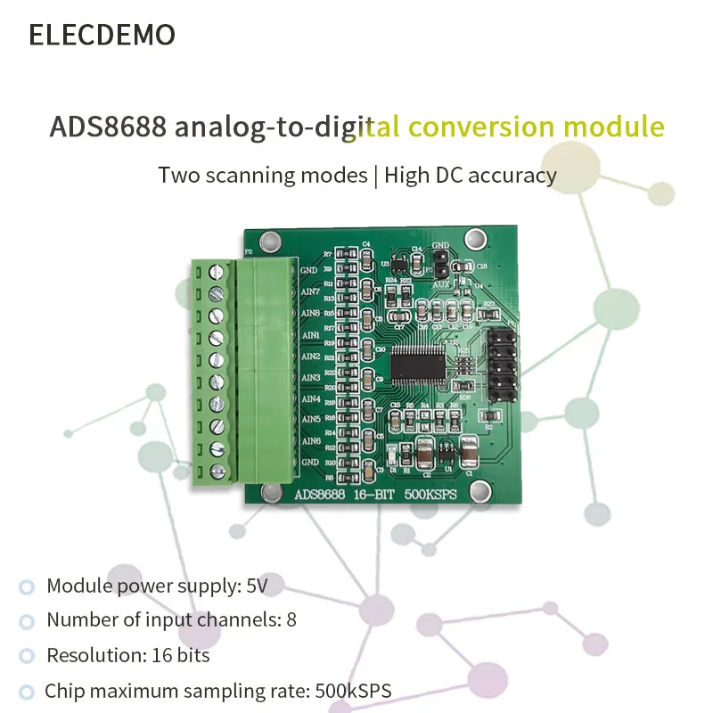 ADS8688 메인 컨트롤 보드 16비트 AD 500kSPS 단극 쌍극 입력 8채널 SAR ADC 데이터 수집 모듈 [KANGWEI-160]