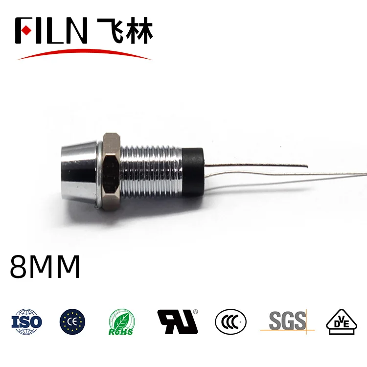 8mm 핀 커넥터 전원 작업등 - 방수형 메탈 LED 고휘도 신호등 12V 24V 110V 220V  [FILN-08]