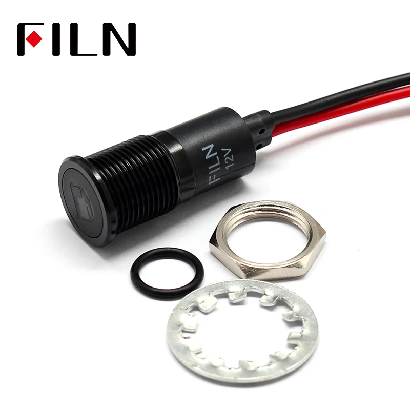 14mm LED 표시등 방수 신호등 12V 자동차 심볼 표시등 블랙 도금 [FILN-52]