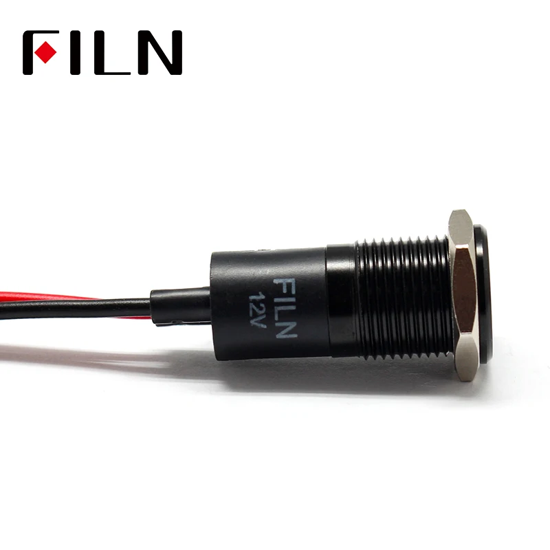 14mm LED 표시등 방수 신호등 12V 자동차 심볼 표시등 블랙 도금 [FILN-52]