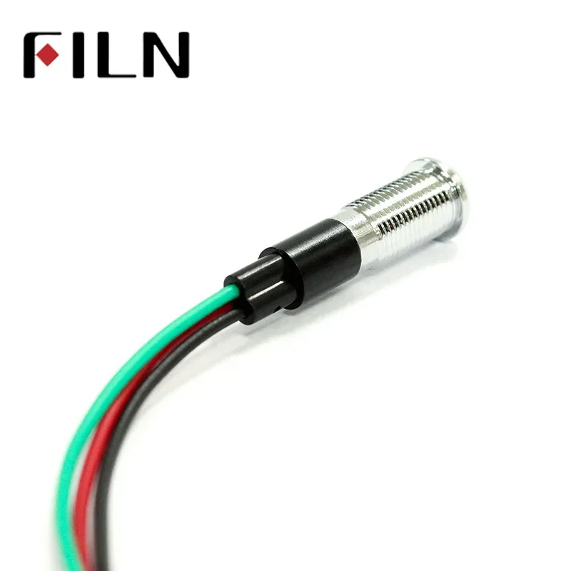8mm 방수 메탈 LED 신호등 (와이어 연결형) - 전원 표시등 red and green 3V 6V 12V 24V 36V 48V 110V 120V 380V [FILN-14]
