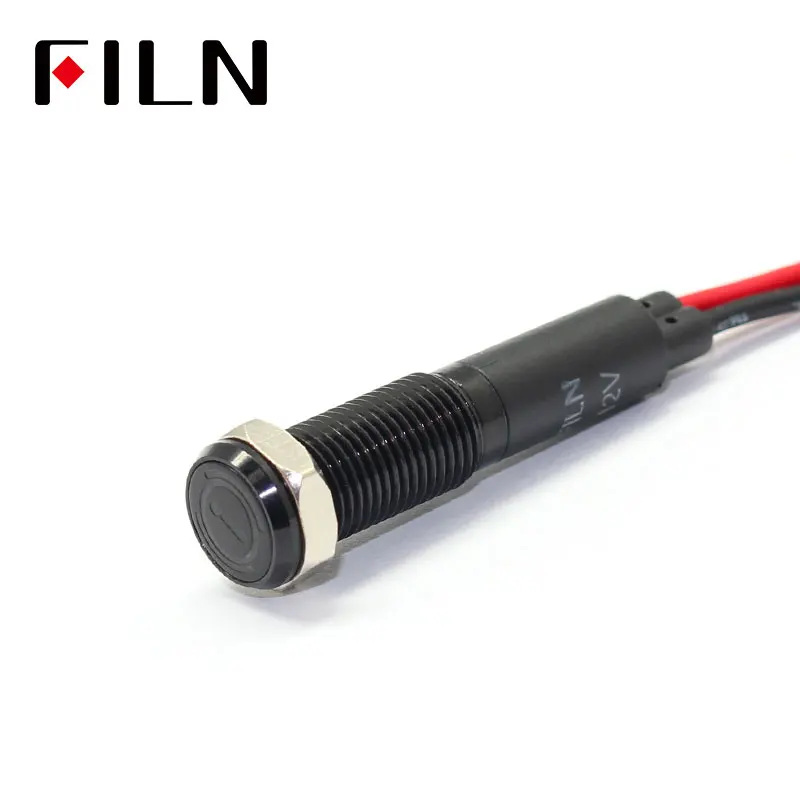 8mm 12V 방수 표시등 (커스텀 패턴 가능) 경고 계기판 신호등 블랙 하우징 [FILN-47]