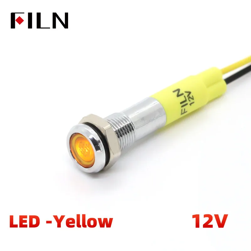 6mm 금속 신호등 - 소형 전원 작업등 (고휘도 LED 표시등) Red Yellow 12V [FILN-29]