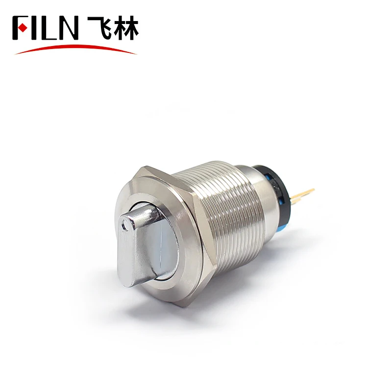 22mm 금속 노브 스위치 3단계 자동 리셋 자동 잠금 선택 전환 스위치 방수 IP65 [FILN-50]