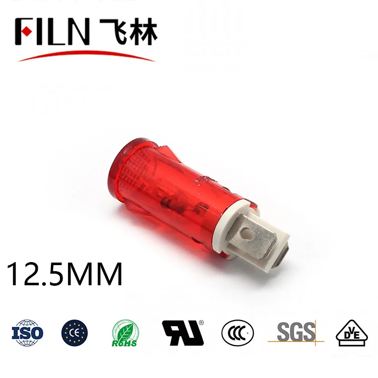 12.5mm 소형 플라스틱 전원 표시등 신호등 (12V-24V-220V 겸용 개구 직경 12.5mm) [FILN-35]