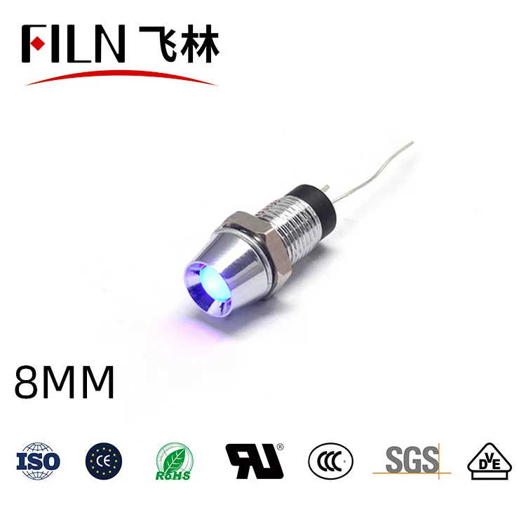 8mm 핀 커넥터 전원 작업등 - 방수형 메탈 LED 고휘도 신호등 12V 24V 110V 220V  [FILN-08]