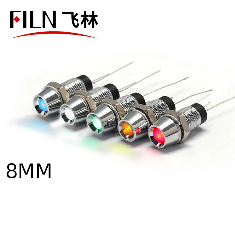 8mm 핀 커넥터 전원 작업등 - 방수형 메탈 LED 고휘도 신호등 12V 24V 110V 220V  [FILN-08]