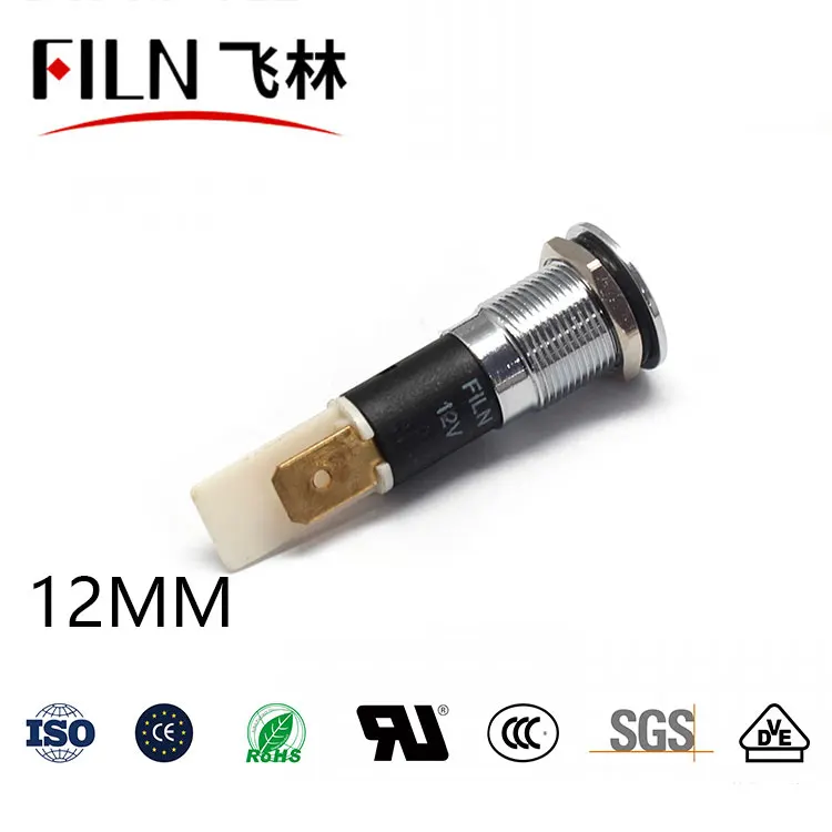 12mm 메탈 신호등 - 커피머신 온수기 전용 삽입형 발광 표시등 12V 24V 36V 110V 220V [FILN-10]