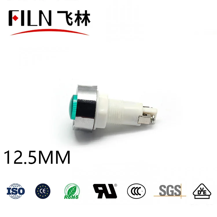 12.5mm 소형 표시등 신호등 (겸용 플라스틱 적황녹 3색 LED) 12v 24v 36v 110v 220v [FILN-34]