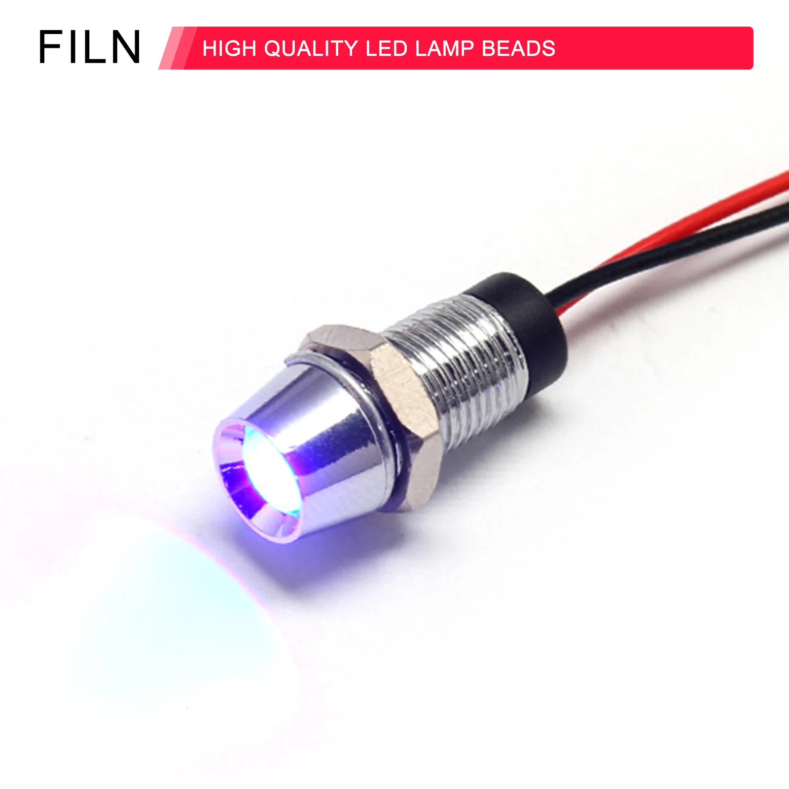 8mm 금속 LED 표시등 - 범용 소형 방수 전원 신호등 12v [FILN-28]