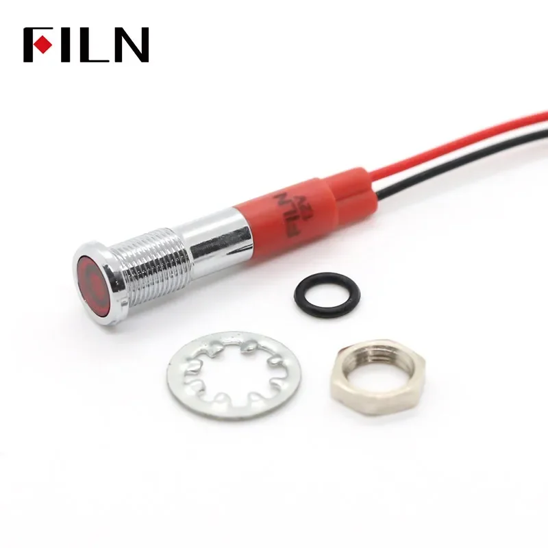 6mm 금속 신호등 - 소형 전원 작업등 (고휘도 LED 표시등) Red Yellow 12V [FILN-29]