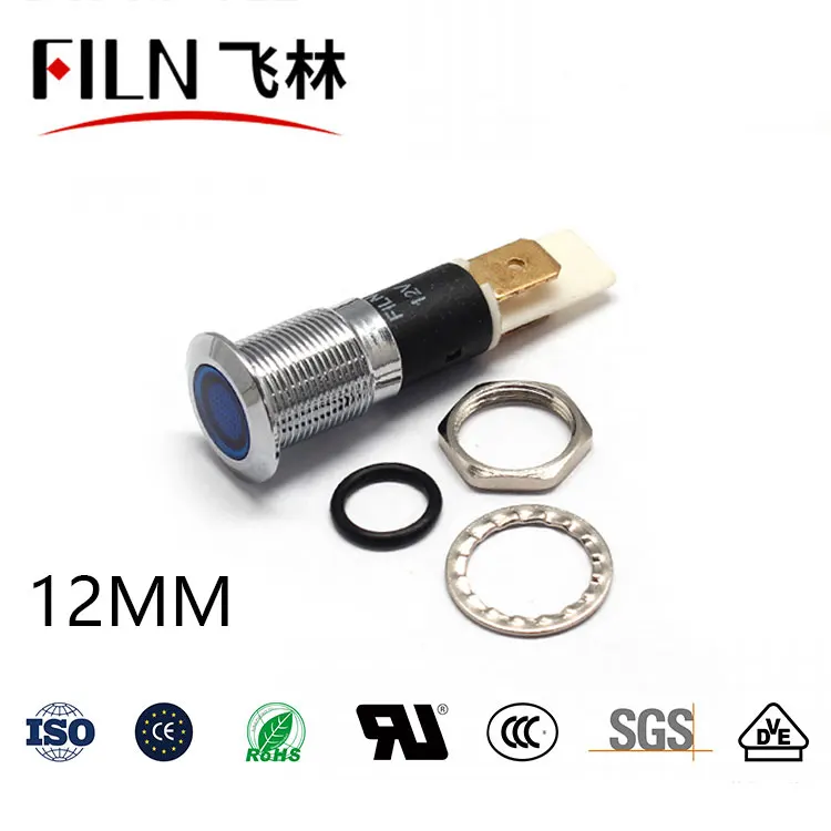 12mm 메탈 신호등 - 커피머신 온수기 전용 삽입형 발광 표시등 12V 24V 36V 110V 220V [FILN-10]